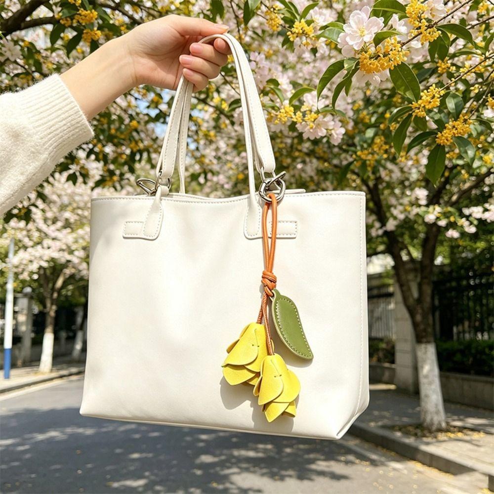 Bag Charm Multi- Hanger Pu Leather Tulip Pendant Fashion Colorful Pu Flower Creative Bag Charm Luggage Accessories