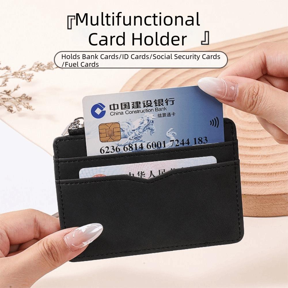 Short Men's Card Wallet PU Leather Transparent Window Mini Business Purse Multi-card Frosted Zipper Credit Card Holder Men's Use