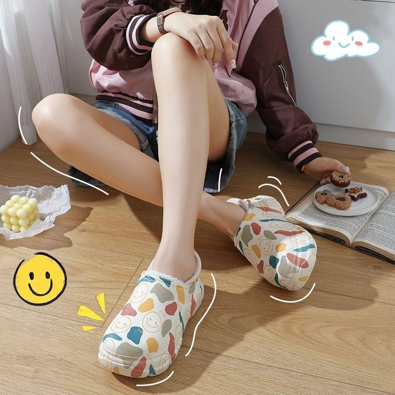 New Cotton Slippers Women's Autumn and Winter Bags and Home Indoor Household Thick-soled Warm Home Non-slip Fluffy Cotton Shoes Women