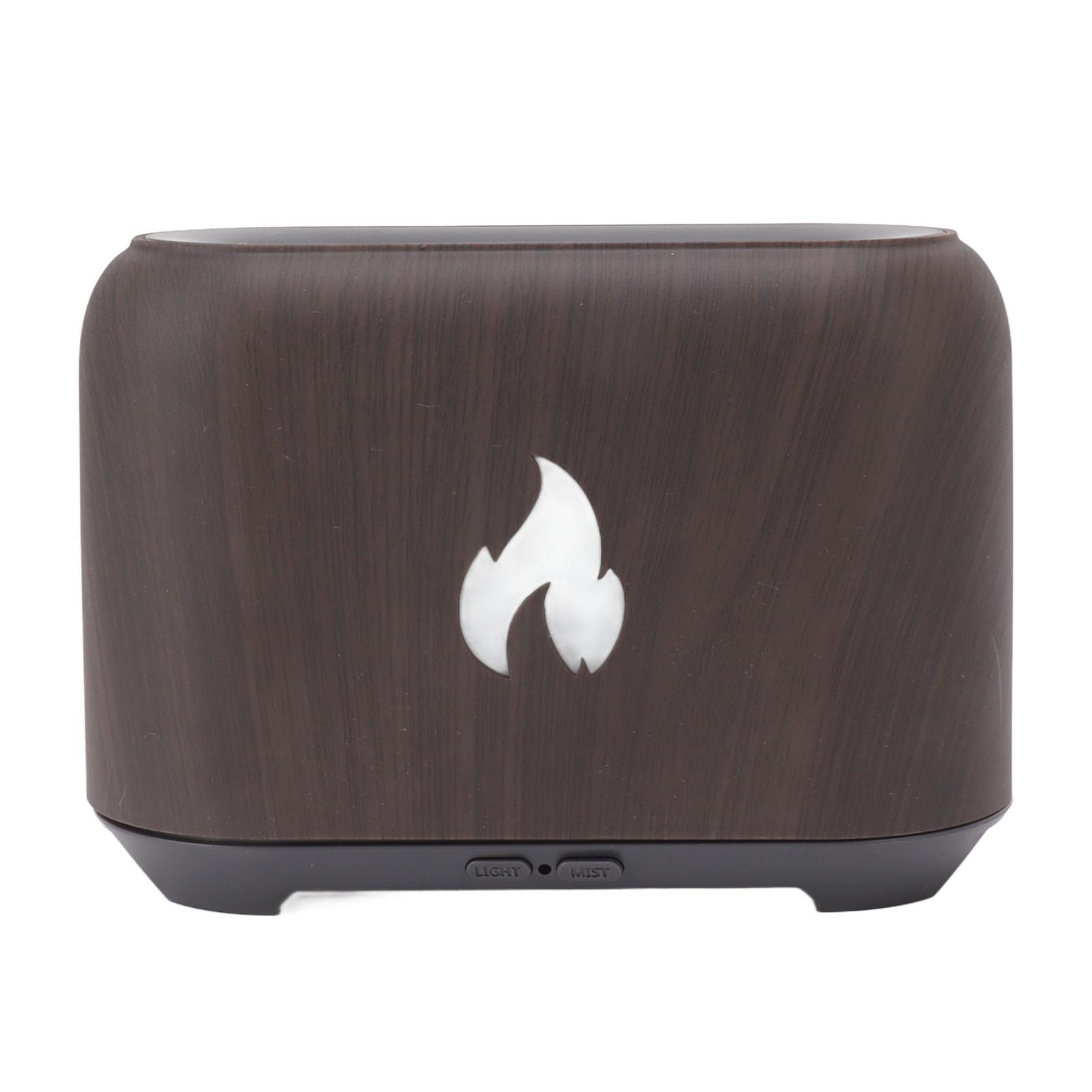 

Flame Diffuser 130ML 3D Hollowing USB Flame Diffuser Humidifier with 7 LED Color Light for Home 5V Dark Wood Grain