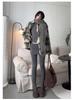 Women's Gray Wool Blend High-Waisted Bodycon A-Line Skirt - Korean Style Elegant Spring Arrival