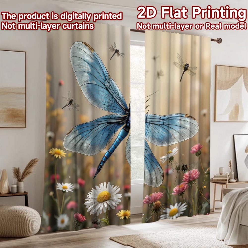 2D Flat Photography Backdrop Tapestry Dragonfly In Flower Field 100% Polyester Family Party Decoration Perfect for New Year