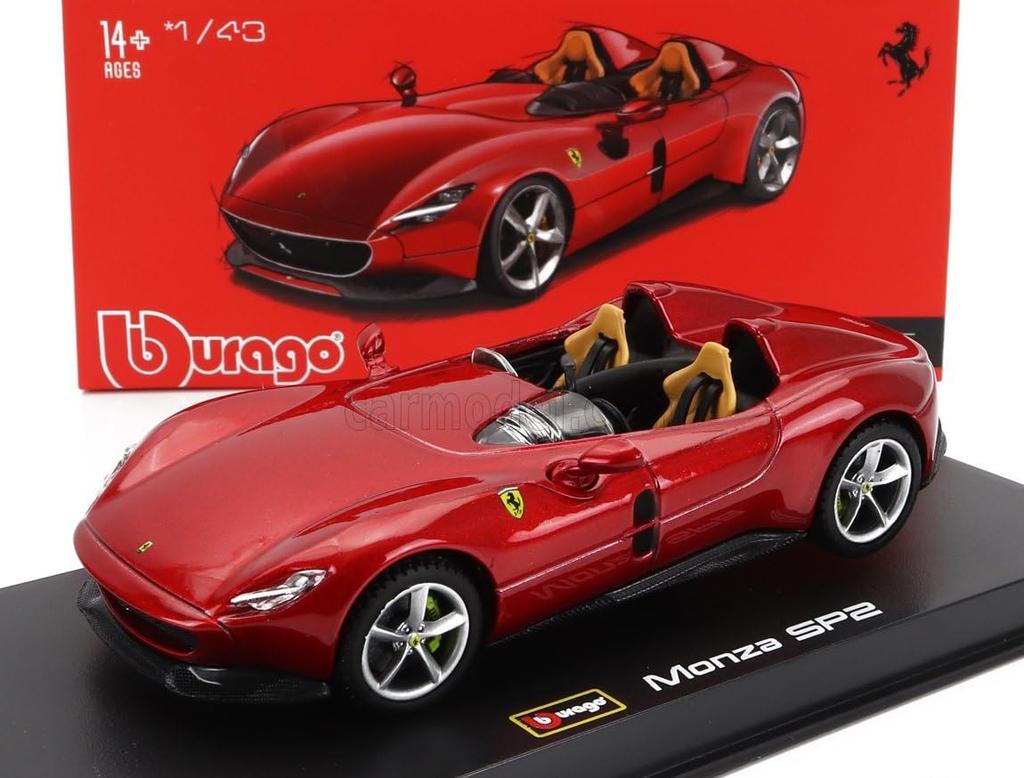 Bburago Ferrari Monza Diecast Car 1/43 Scale FERRARI MONZA SP2 2018 (Red Metallic) Signature Series [Parallel Import]