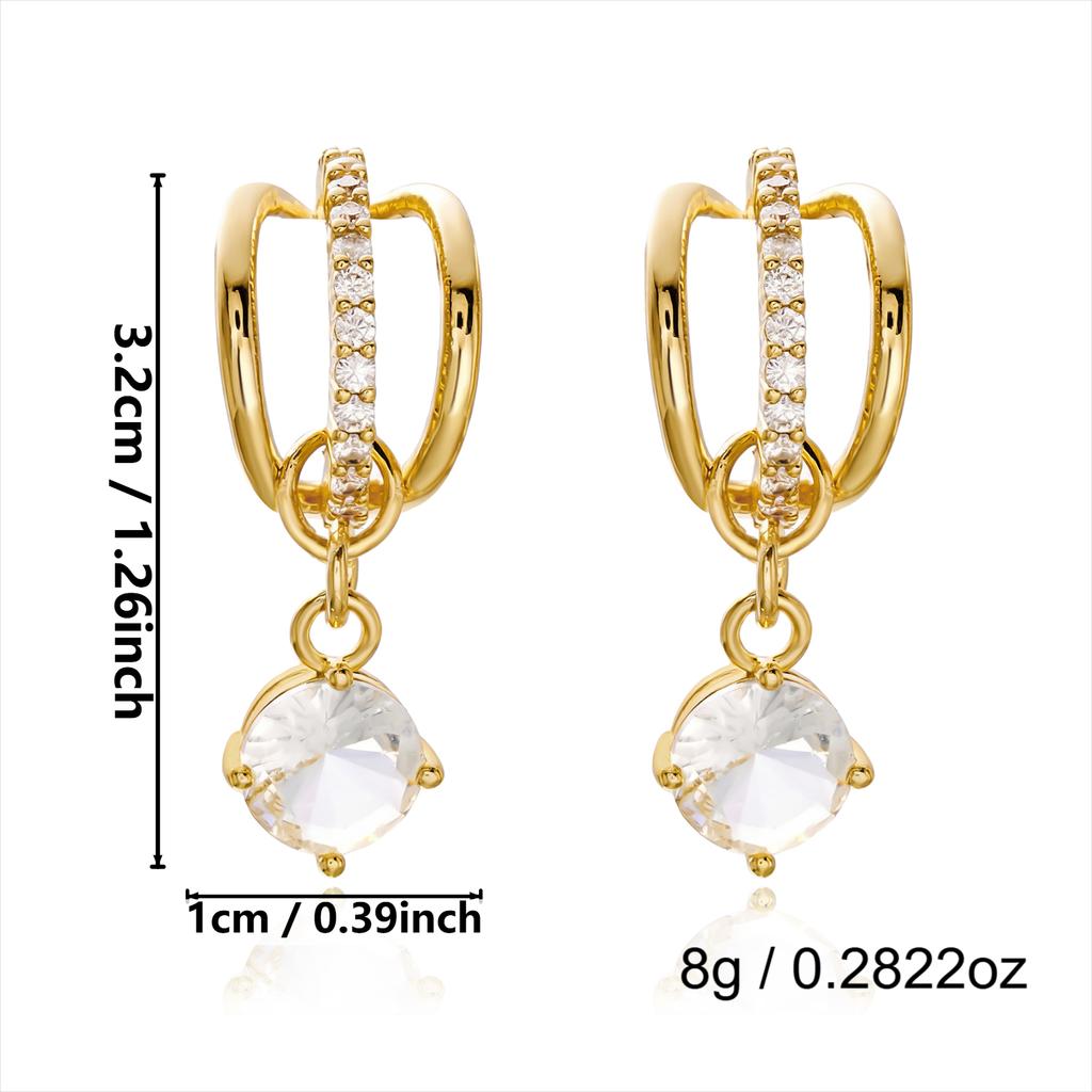 Unique Design Sparkling Zircon C Shaped Drop Earrings For Women Shiny Cubic Zirconia Niche Earring Bridal Wedding Party Jewelry