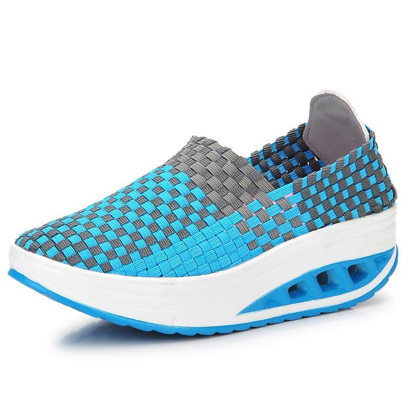 

2025 весна и лето новые плетеные качающиеся туфли женская спортивная обувь ленивые женские туфли плетеные на толстой подошве увеличивающие повседневные женские одинарные туфли 40