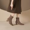 Bottes pour femmes à bout carré et fermeture éclair arrière 2026 bottines d'automne et d'hiver bottines à tige courte bottes en daim à tige courte pour femmes