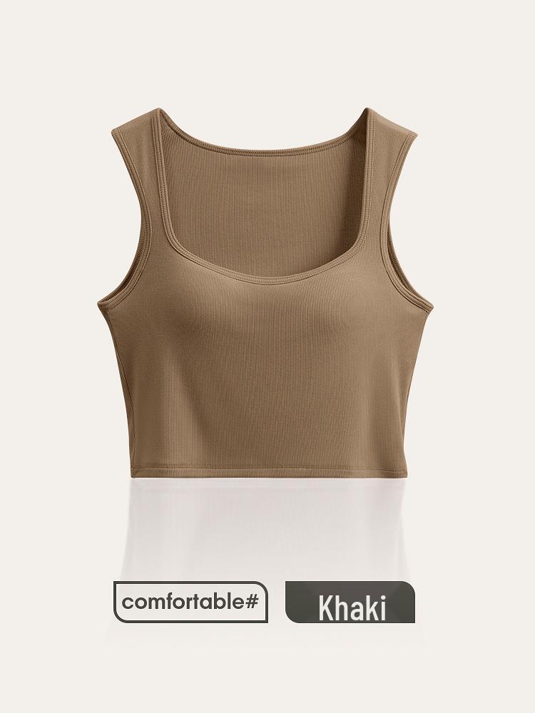 Women's Summer Sling Tank Top with Integrated Padded Bra, Thin Style, Anti-Auxiliary Breast Bandeau.