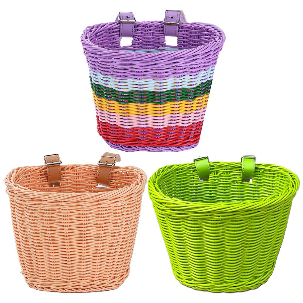 Bike Handlebar Basket with Bell Tassel Stickers Adjustable Bike Handlebar Carrier Basket Cycling Accessories