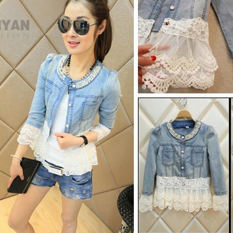 jeans jacket with lace