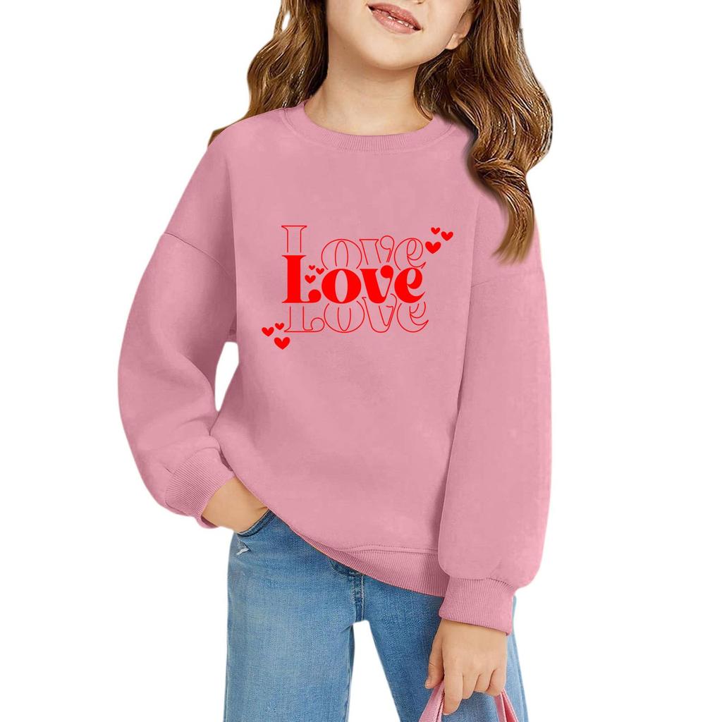 Mädchen Rundhals-Pullover für Kinder Bedruckte Baby-Oberteile Valentinstag