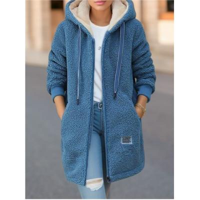 Women's Fall and Winter Padded Mid-Length Sweatshirt Embroidered Letter Zipper Jacket