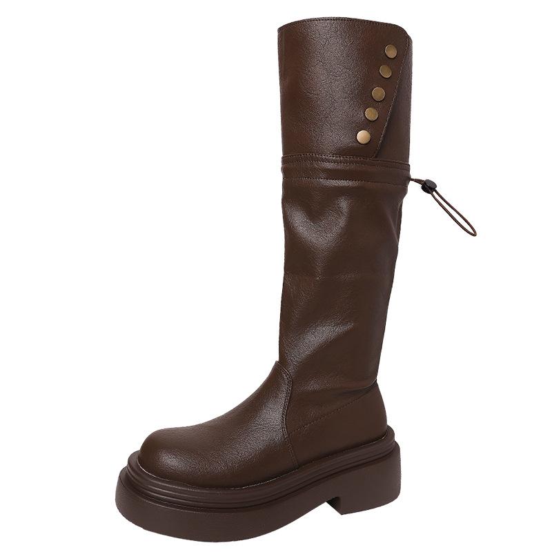 Retro folding platform retro boots women's season new fashion knight boots