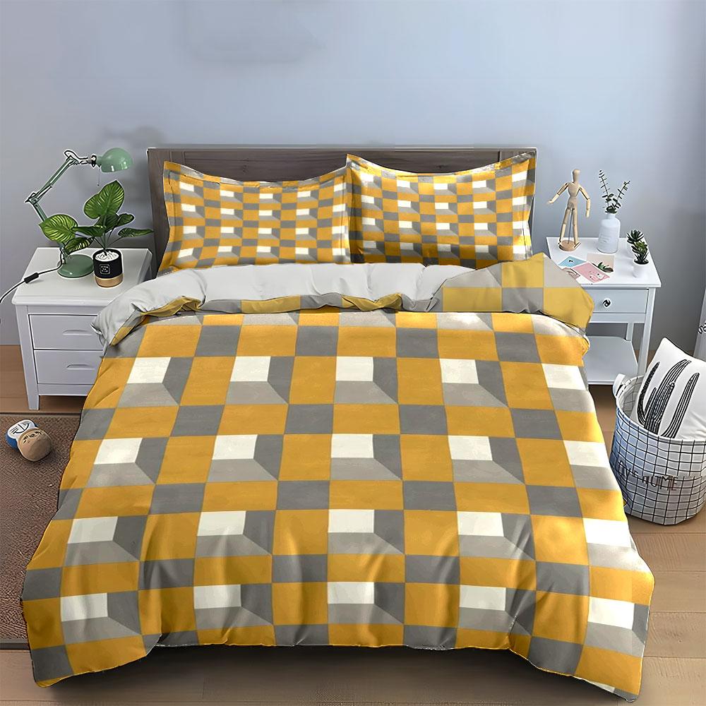 Geometric Pattern Decor Set Multiple Sizes Kid'S And Adults' Bedroom Exquisite 3Pc Bedding Set, Gift