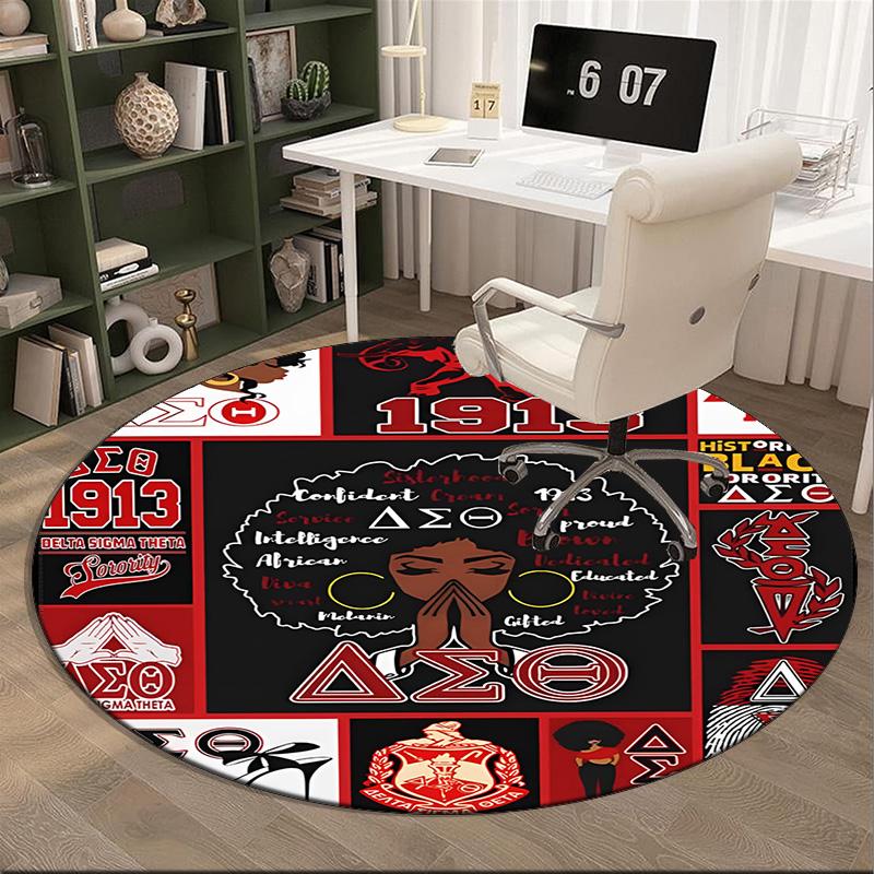 Delta Sigma Theta Round Rug for Livingroom,Bedroom, Palyroom, Chair Rug, Area rug, Circle Carpet, Fan Christmas gift