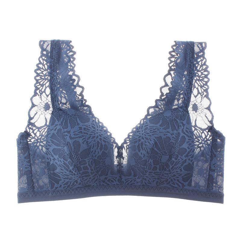 Manufacturer wholesale new vest lace bra without steel ring gathering small chest underwear comfortable thin cup