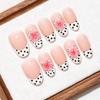 Pink Polka Dot French Cat Eye Short Press-On Nails with Skin-Brightening Tips
