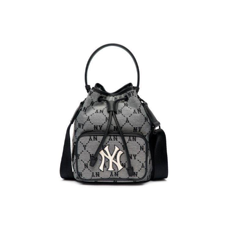 

MLB Monogram Series NY Yankees Retro Floral Print Drawstring Polyester Bucket Bag Unisex Bags Cool-Gray 3ABMS011N-50GRS Cool Gray