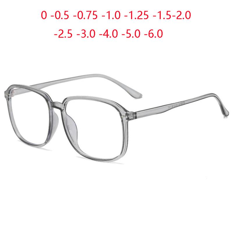 Transparent Gray Frame Oval Myopia Glasses Finished Women Men Short-sight Prescription Spectacle Diopter 0 -0.5 -1.0 To -6.0