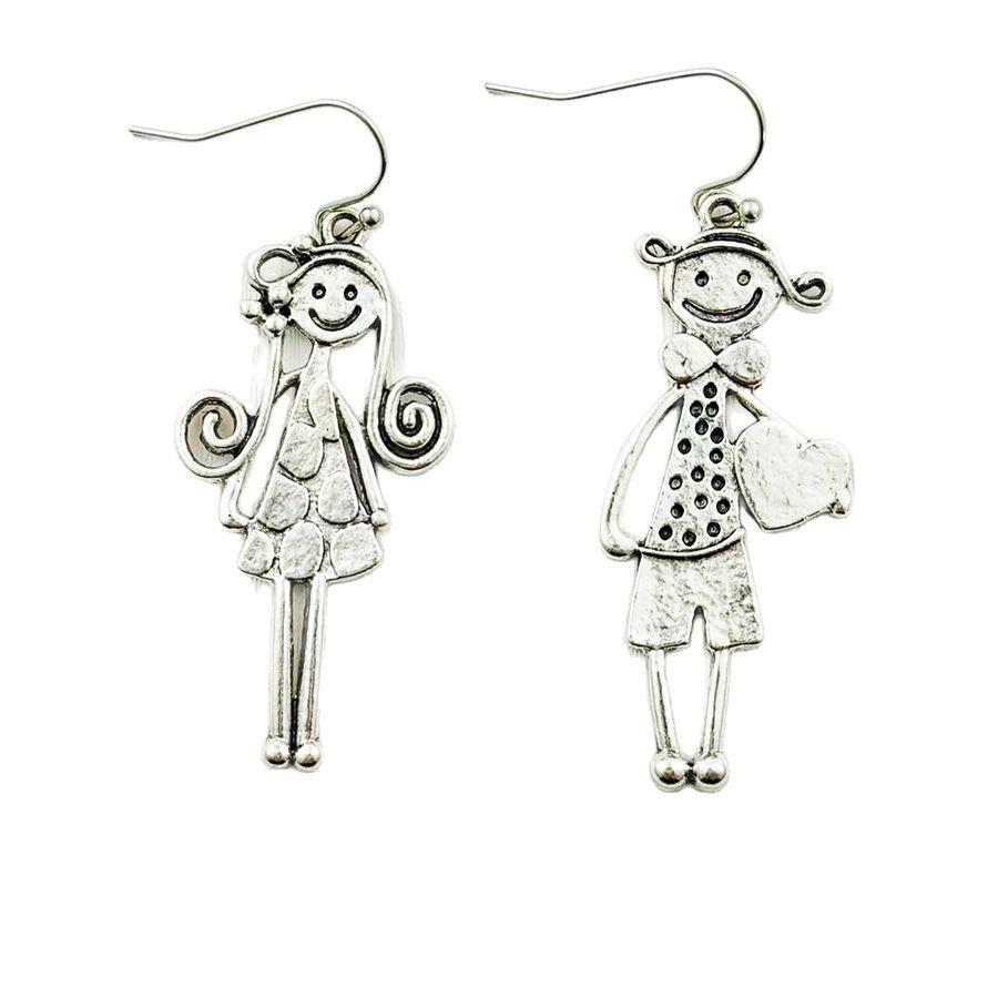

Fashionable Boys and Girls Heart Distressed Style Earrings срібний