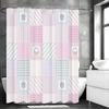 Creative Geometric Pink Yellow Blue Green Shower Curtain, Bathroom Decorative Shower Curtain, Waterproof Shower Curtain with Hoo
