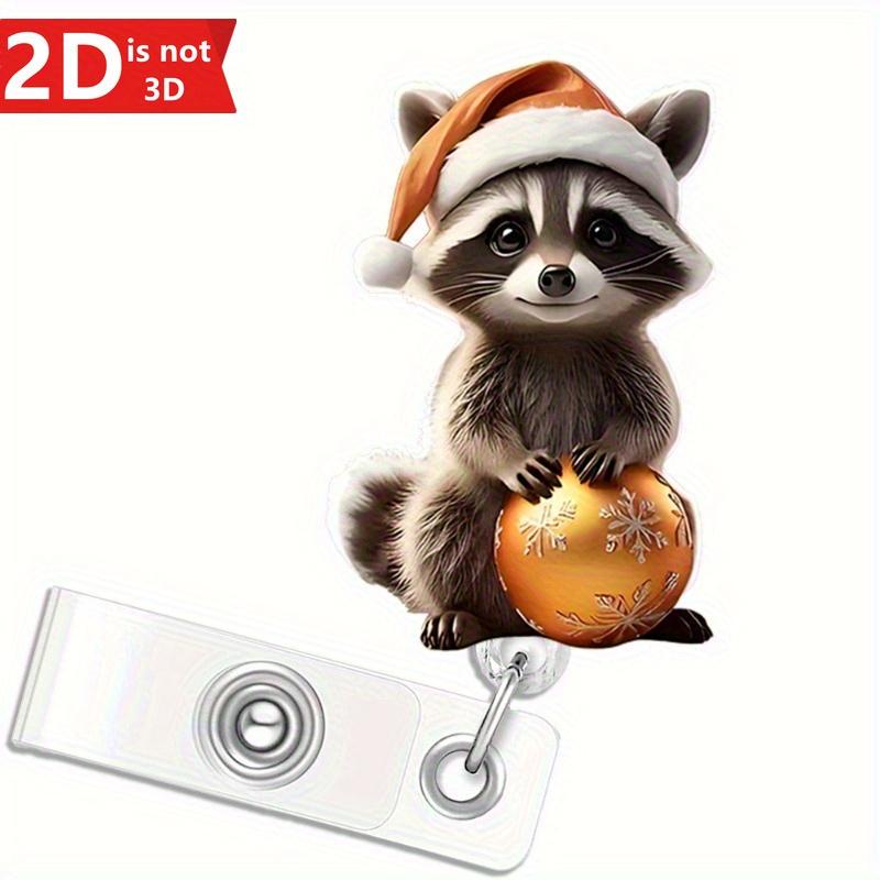 

Christmas Raccoon retractable badge clip for nurses, doctors, and nursing students. прозрачный