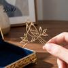 Elegant Bird Brooch Golden Plated Hollow Brooch, Standing on Branch Lapel Pin, Hats Bags Scarves Clothes Decorative Accessory Women Dresses Jewelry