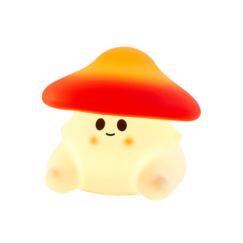 Mushroom Silicone Night Light: Cute Tap-Activated, Timer, USB Charging Bedside Lamp