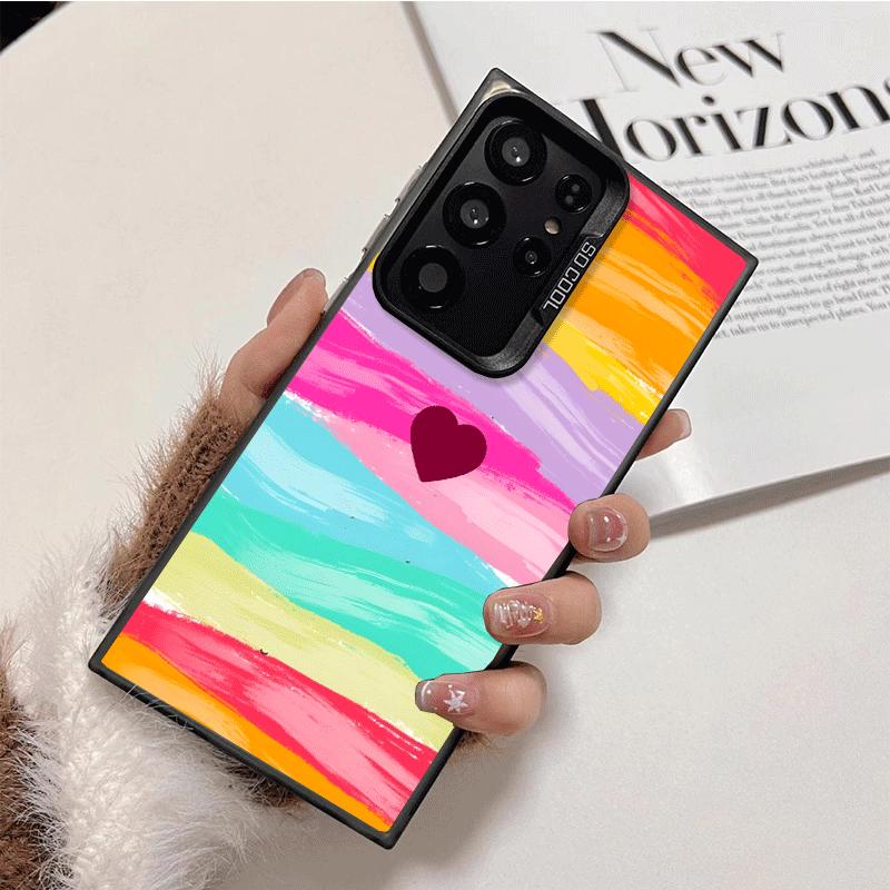 Rainbow Gradient Love Desgin Soft Phone Case for Samsung Galaxy S24 S25 FE S26 Edge S23 Ultra S22 Plus S21 + Shockproof Cover Ba