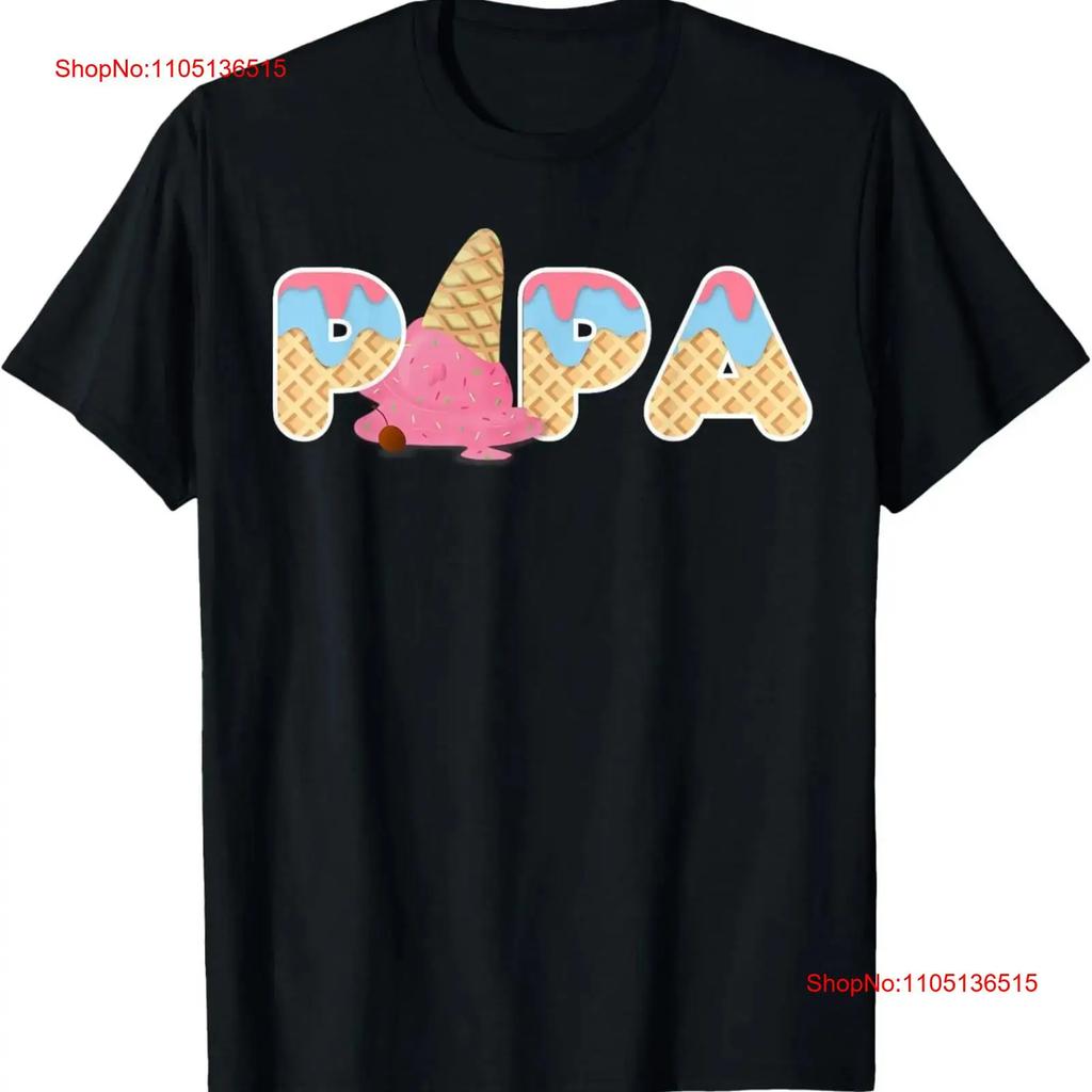 Papa Ice cream Funny First Birthday T Shirt vintage Washed designer clothes fashion Versatile Breathable graphic Unisex