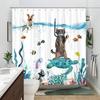 Funny Cat In Bathtub Bathing Cartoon Kids Shower Curtain Tyrannosaurus Rex Wave Polyester Fabric Shower Curtains Bathroom Decor