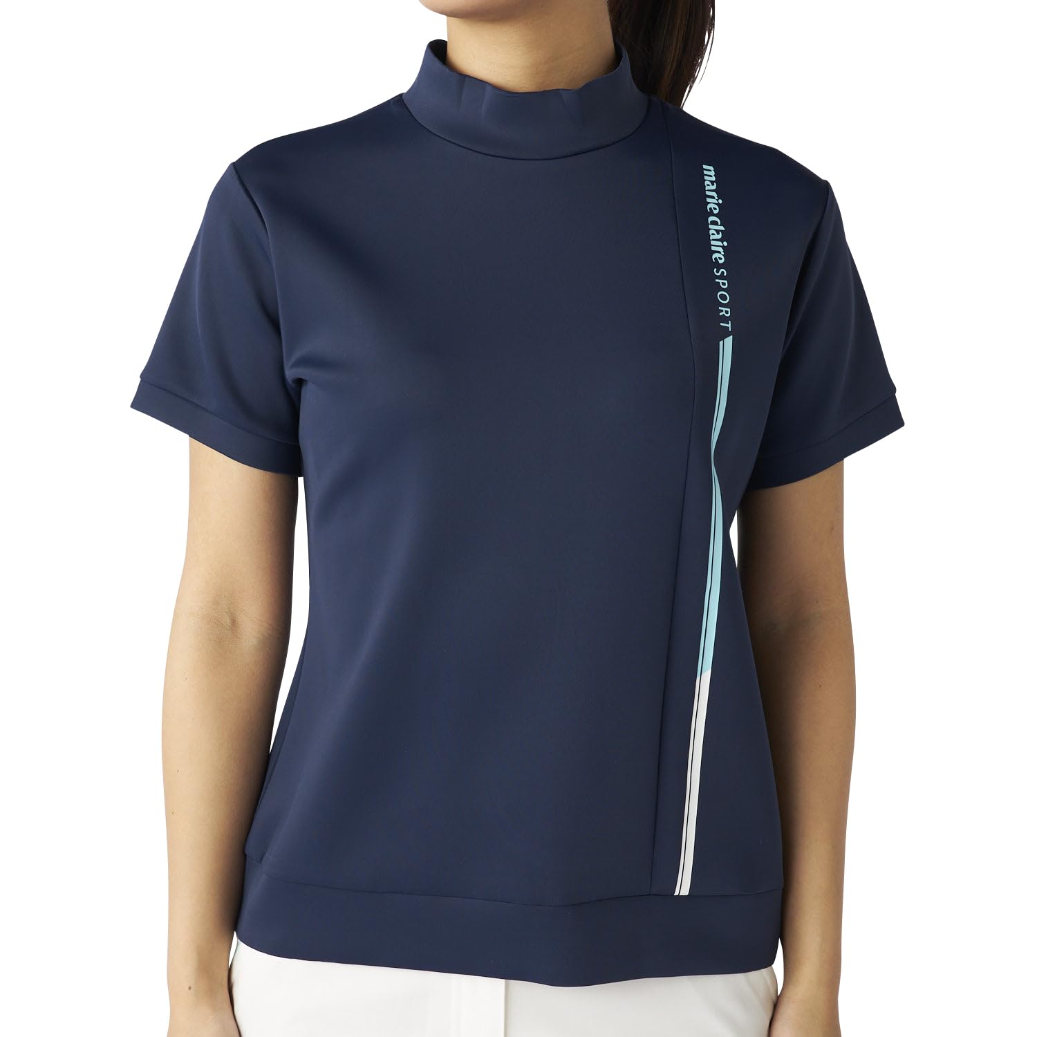 

Женская футболка Marie Claire с коротким рукавом и воротником-стойкой, охлаждающая, с защитой от УФ-лучей, 715622W, Защита, Прикосновение, Темно-синий,
