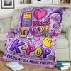 1PC Custom Name K-Pop Music Party Outdooor Flannel Blankets Throw Blanket All-Season Throw Gift Bedspread for Couch, Bed, Camping Holiday Birthday Gif