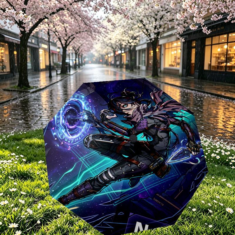 Custom Name Personalized Apex Legends Print Umbrella, Auto Open Close, 8‑Rib Sturdy Frame, Commute Camping Hiking Use, Birthday Gift
