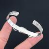 Natural Dendrite Tiger Gemstone 925 Sterling Silver Bangle Adjustable For Women