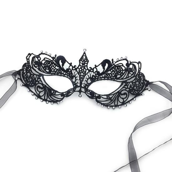 Halloween-Augenabdeckung, exquisite Spitzen-Halbgesichtsmaske mit Strass-Dekoration für Party, Cosplay, Bühnenzubehör