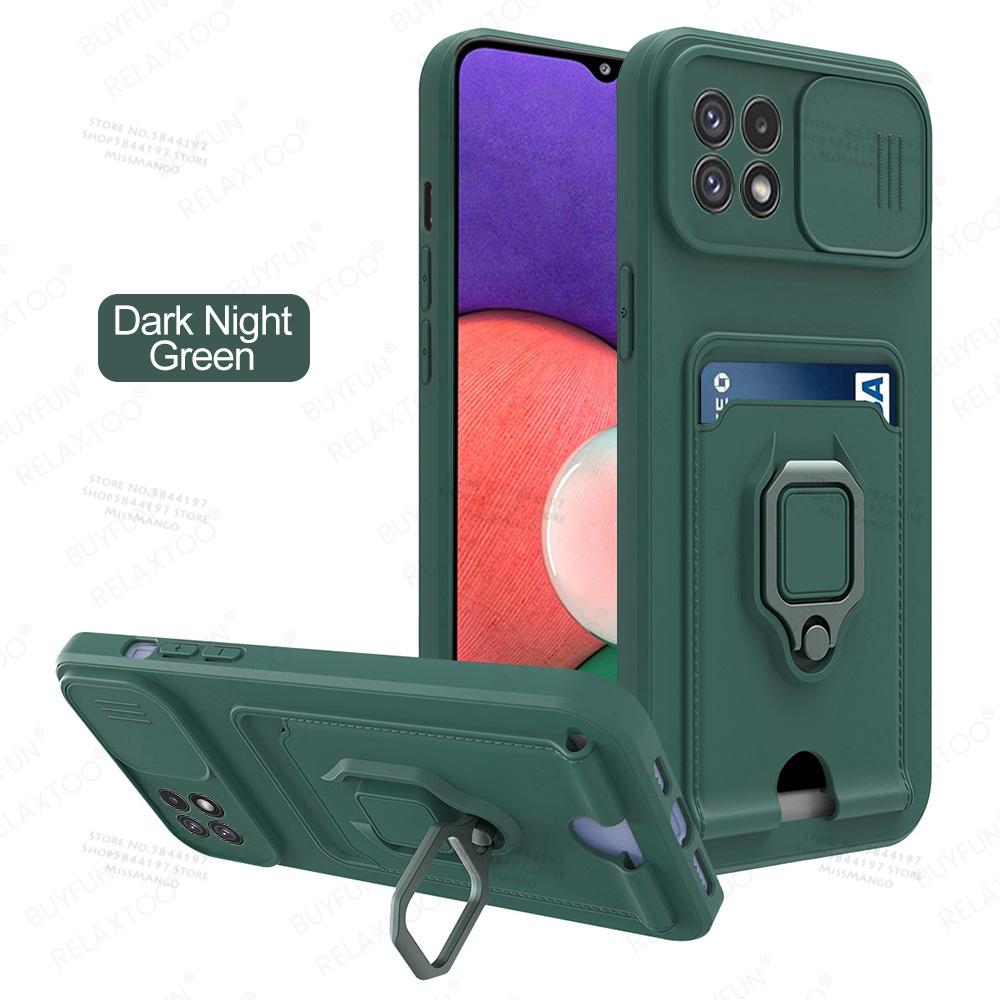 Slide Camera Lens Protection Case For Samsung Galaxy A22 5G Card Slot Stand Holder Magnetic Cover For Samsung Samsun A 22 22A