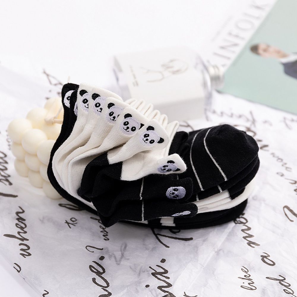 Kawaii Embroidery Girls Ankle Socks Women Cotton Socks Short Heel Socks Embroidery Panda Socks