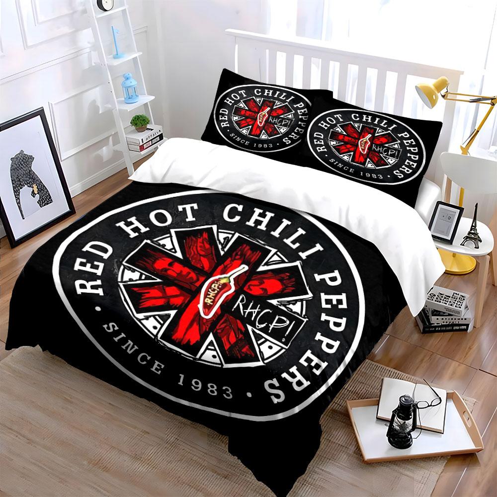 Red Hot Chili Peppers Logo Bedding Duvet Cover Set Duvet Cover Pillowcases (1*Duvet Cover 2*Pillowcases, without duvet insert)
