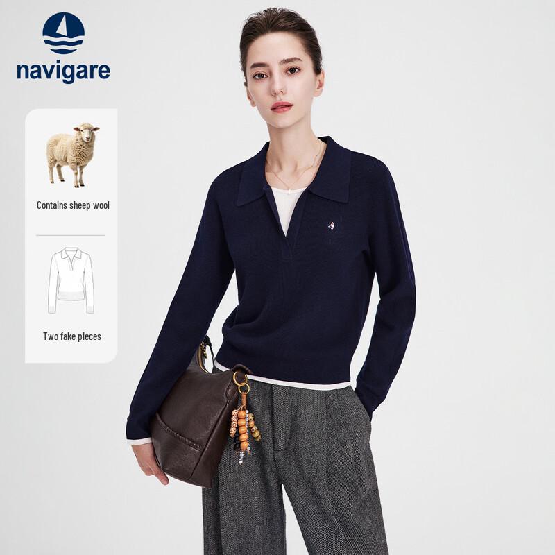Navigare Women's Faux Two-Piece Knit Polo Sweater