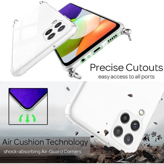 Coque pour Samsung A22 5G - PROSHOP - Protection Renforcée - Souple - Transparent-Noir - AntiChoc