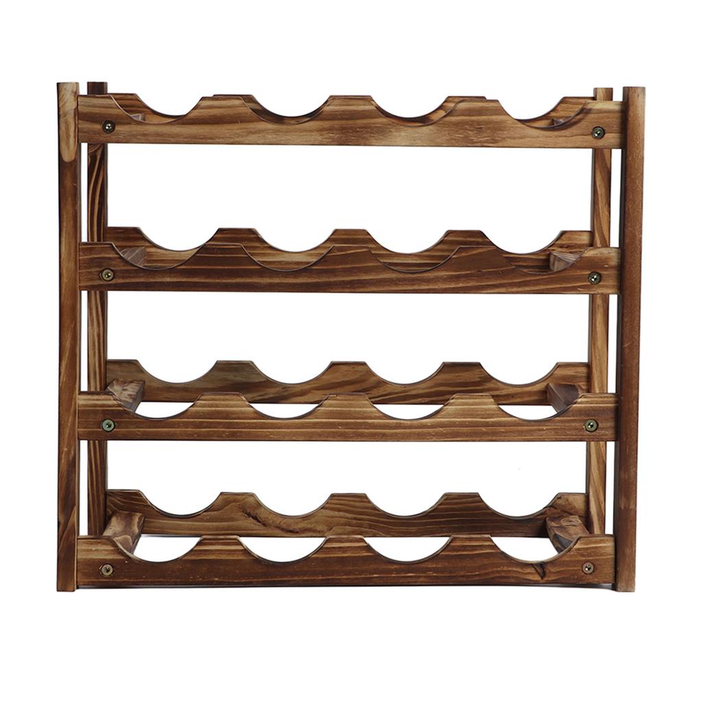 Wine Rack Pine Wood Wine Bottle Storage Shelf Display Organizer Decor for Countertop Home 4 Layer