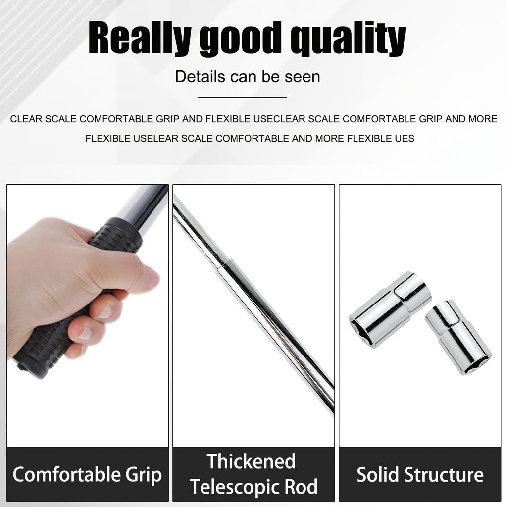 Wheel Brace For Car Universal Telescopic Wheel Wrench Extendable Car Lug Wrenches With 17mm 19mm 21mm 23mm Reversible Sockets