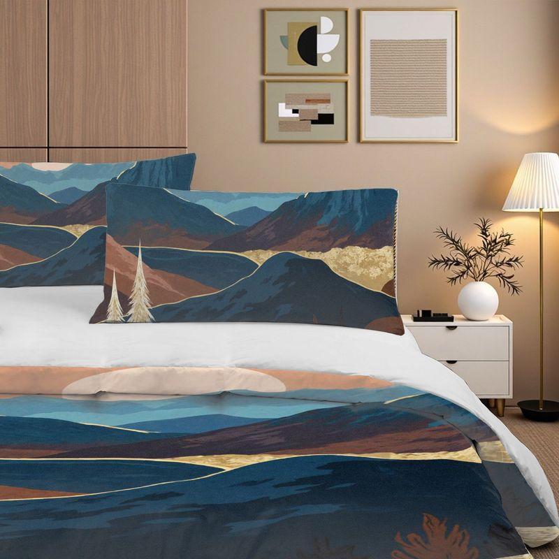 3Pcs Bedding Pillowcase Quilt Cover Set Flat Peach Sky Tree 2D Digital Printing Suitable For Bedroom Hotel Dormitory Decor