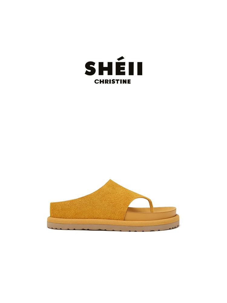 

Sheepskin version Su Yinyin, the same wide meat foot savior~ 4.5cm height increase thick-soled flip-flops women s sandals wear summer 40