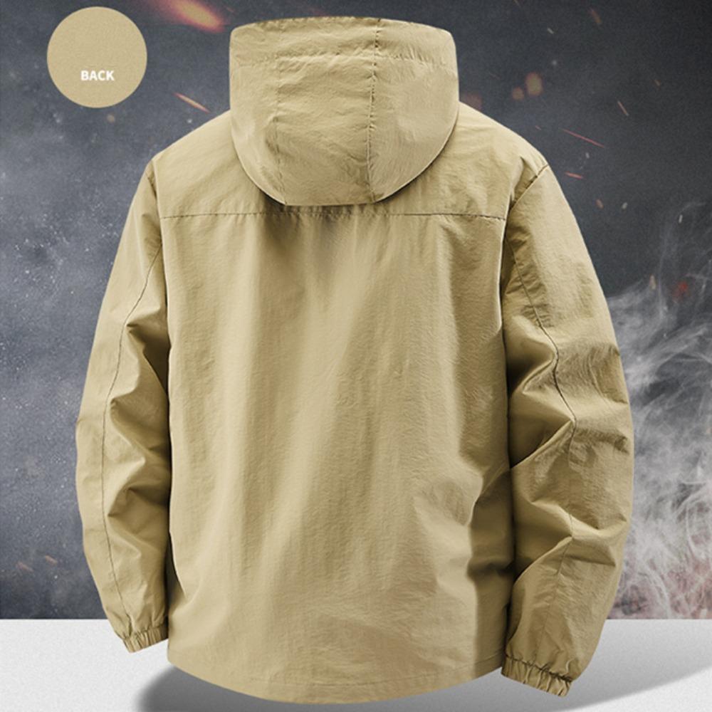 Men Jacket Spring and Autumn Fashion Versatile Windproof Waterproof Workwear Hooded Jacket Outdoor Travel Leisure Camping Jacket