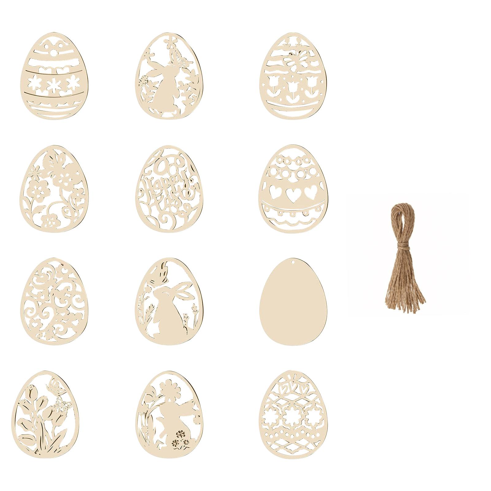 

Easter Wooden Pieces Handmade DIY Painting Wooden Craftwork Party Decoration Hanging Piece One Size