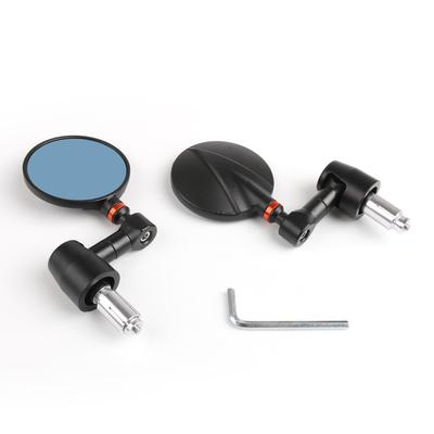 Motorrad Fahrrad Runde Rückspiegel Seitenansicht 7/8" Lenkerenden Spiegel Universal Schwarz