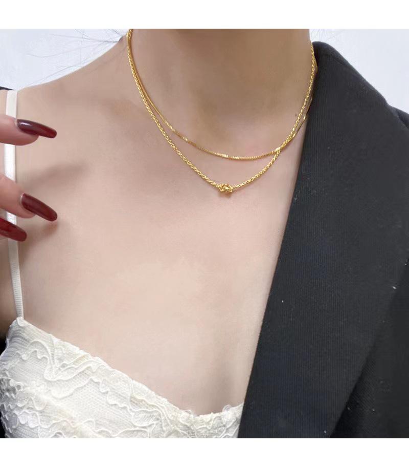 Gold-Plated Brass Twisted Necklace: Versatile, Shiny, Layered Design with a High-End Feel, Knot-Ready for Timeless Style.
