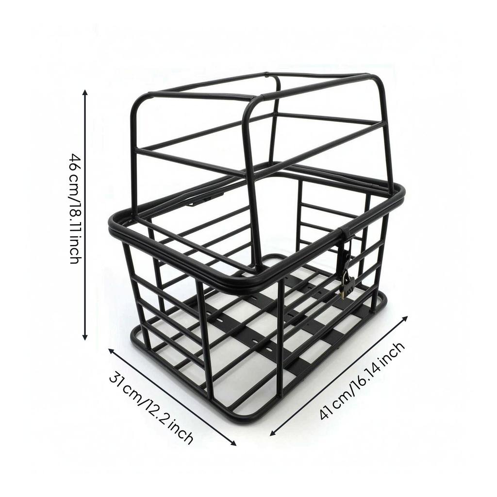 Metal Pet Carrier with Mounting Bracket Safe Bike Basket Sturdy Dog