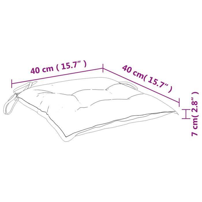 VidaXL Lot de 2 Coussins de Chaise, Galette de Siège avec Jeux de Cordes, Coussin d'Extérieur Imperméable, Taupe 40x40x7 cm 361474